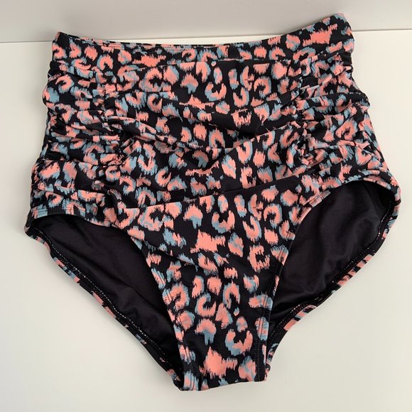 RELLECIGA Women's High Waisted Hipster Bikini Swimsuit Bottom Ruched Size L - Picture 2 of 13